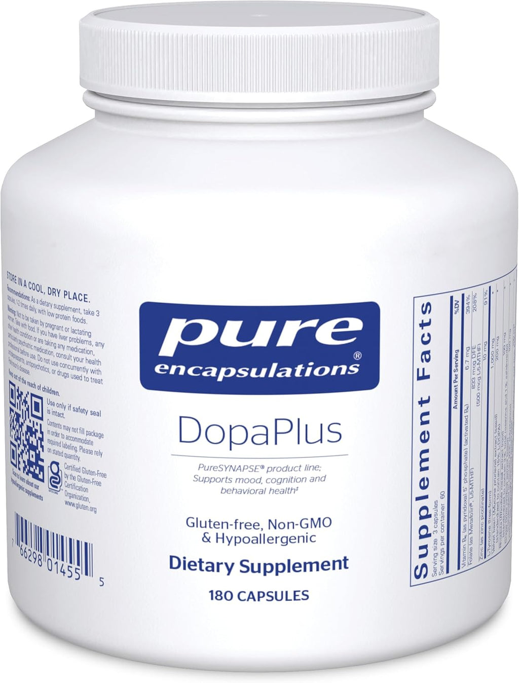 Pure Encapsulations DopaPlus – 180 Capsules – Dopamine Support and Brain Function