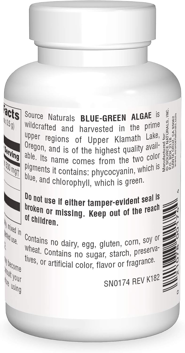 Source Naturals – Alga Azul-Verde del Lago Klamath con Ficocianina y Clorofila – Polvo de 57 g (2 oz)