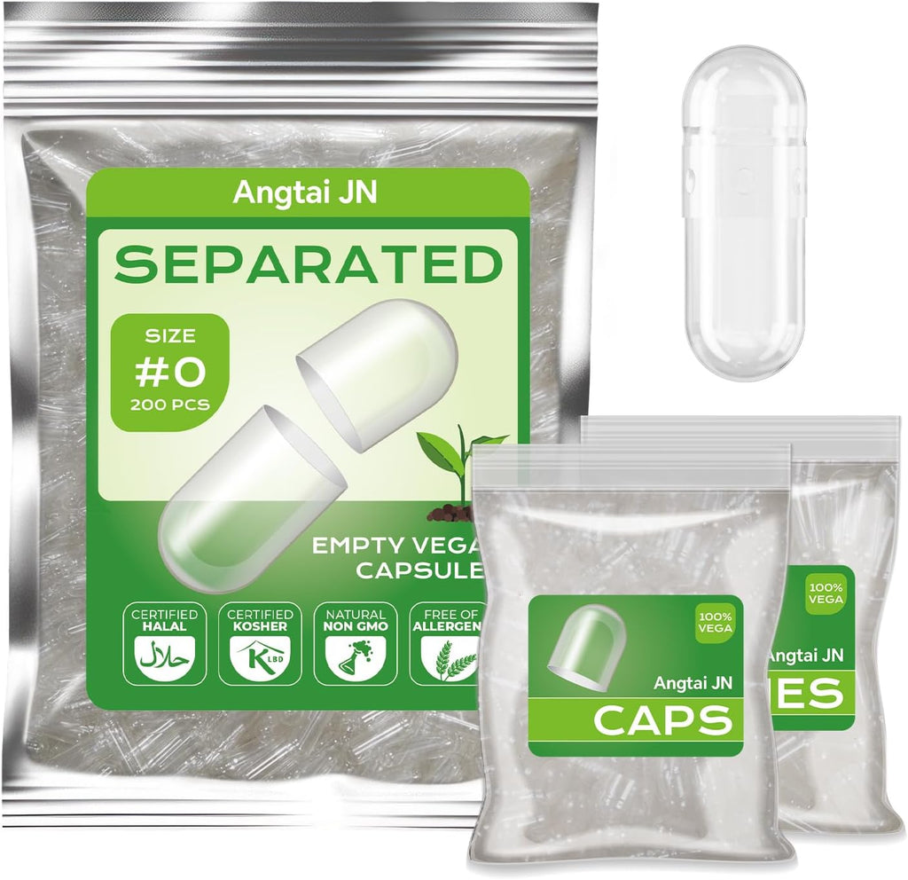 Cápsulas Vacías Veganas Tamaño 0 - 1000 Cápsulas + 1000 Cuerpos - Separadas, HPMC, Sin Gluten, Halal, Kosher