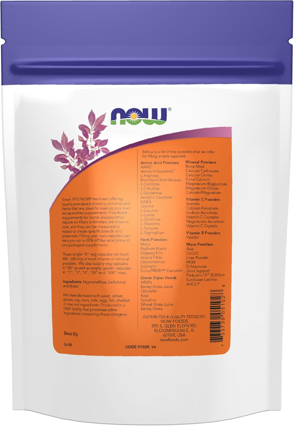NOW Foods Cápsulas Vegetales Vacías, Tamaño "0", 300 uds