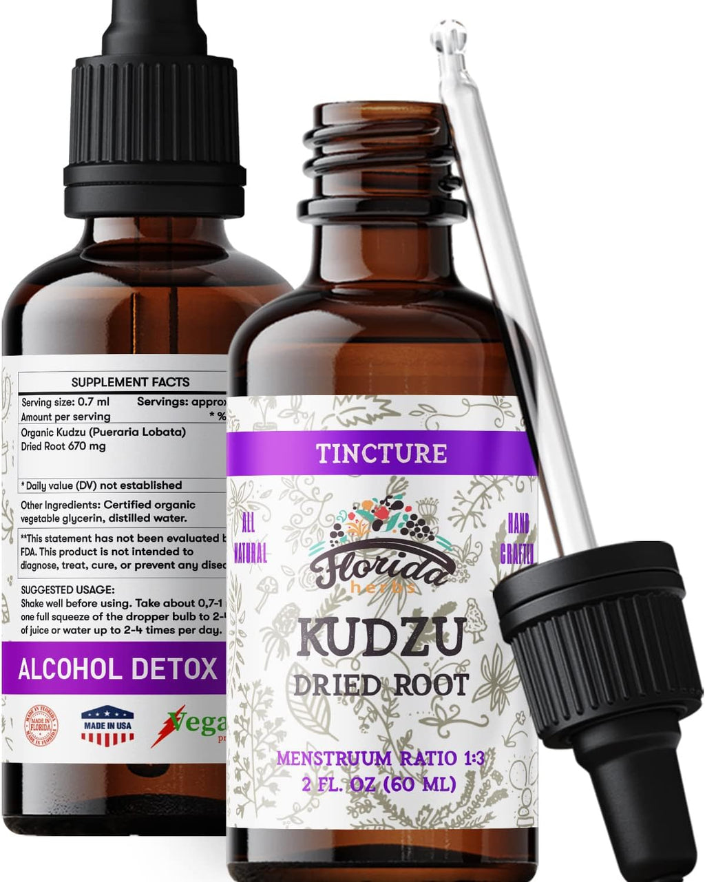 Extracto de Kudzu Orgánico - Suplemento Natural de Raíz de Kudzu - Sin Alcohol - 60 ml