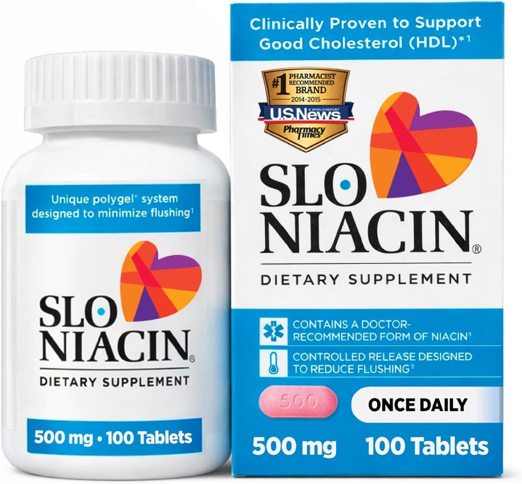 Slo-Niacin 500mg Niacina de Liberación Prolongada – 100 Comprimidos