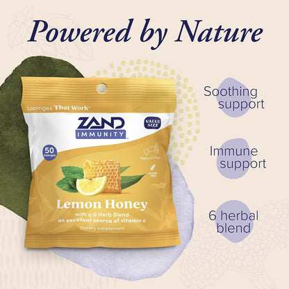 ZAND Immunity Lozenges de Miel y Limón con – Mezcla de hierbas: Hoja de gordolobo, raíz de malvavisco, eucalipto, – Image 3