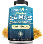 Nutrivein Musgo Marino Orgánico 1600mg con Bladderwrack y Bardana - 120 Cápsulas Veganas