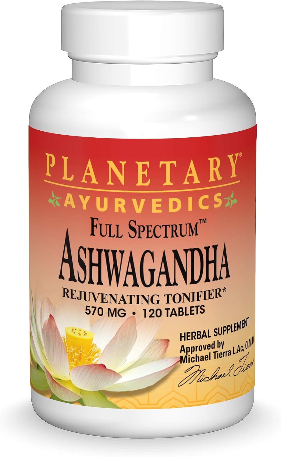 Planetary Herbals Ashwagandha Espectro Completo, 570 mg, 120 Comprimidos