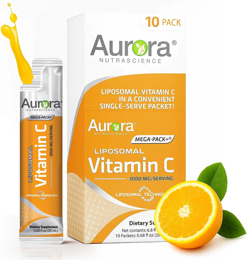 Aurora Nutrascience Vitamina C Liposomal Líquida - 1000 mg, 30 Sobres Monodosis, Sabor Naranja