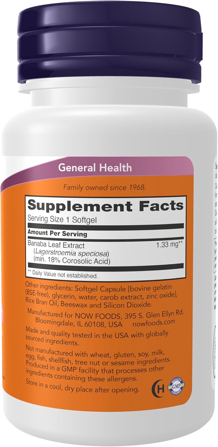 NOW Foods GlucoFit® con Ácido Corosólico al 18%, 60 Cápsulas Blandas