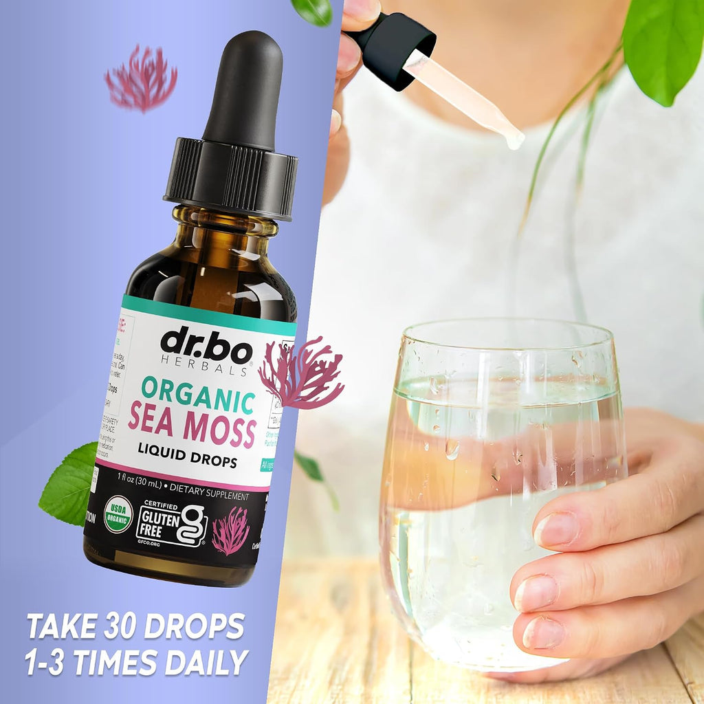 Irish Sea Moss Liquid Drops - Gotas Líquidas Orgánicas de Musgo de Mar, 30 ml