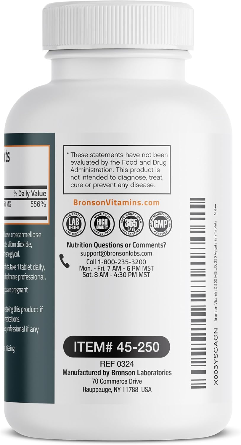 Bronson Vitamina C 500 mg - 250 Comprimidos Vegetarianos
