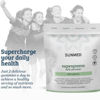 SUNMED Supergreens Daily Gummies – Mezcla de Bienestar con Ashwagandha, Té Verde, Spirulina, Probióticos y Antioxidantes | Frambuesa Silvestre, 60 unidades