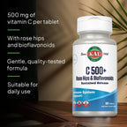 KAL C 500+ Comprimidos de Liberación Prolongada - Vitamina C con Escaramujo y Bioflavonoides