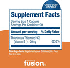 Bariatric Fusion Vitamina B1 (Tiamina) 100 mg - 90 Cápsulas para Pacientes de Cirugía Bariátrica