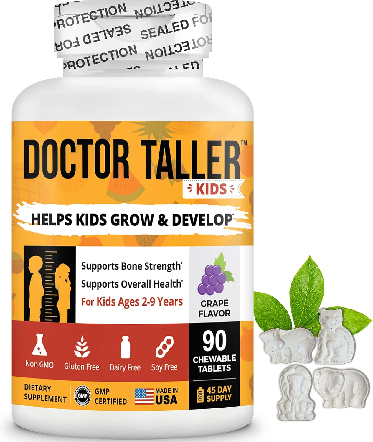 Doctor Taller Kids de NuBest - Multivitamínico y Multimineral para Niños de 2 a 9 Años, 180 Comprimidos Veganos Sabor Uva