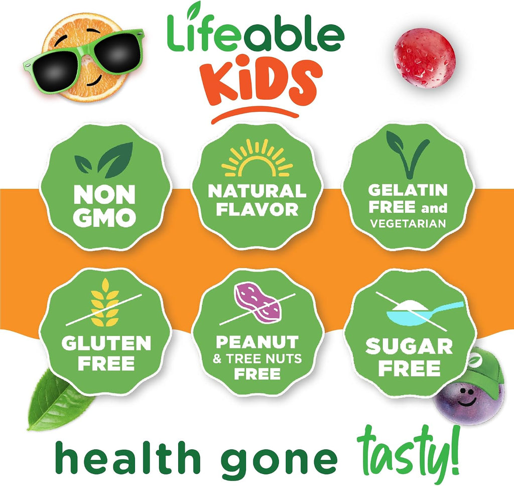 Lifeable Gomitas de Biotina Sin Azúcar para Niños – 5000mcg – 90 Gomitas con Sabor Frambuesa
