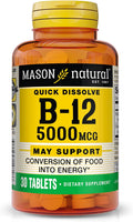 Mason Natural Vitamina B12 5000 mcg Sublingual - 30 Comprimidos Sabor Frambuesa
