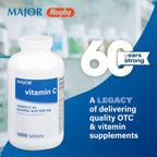 Major Vitamin C-500 mg Ácido Ascórbico - 1000 Comprimidos