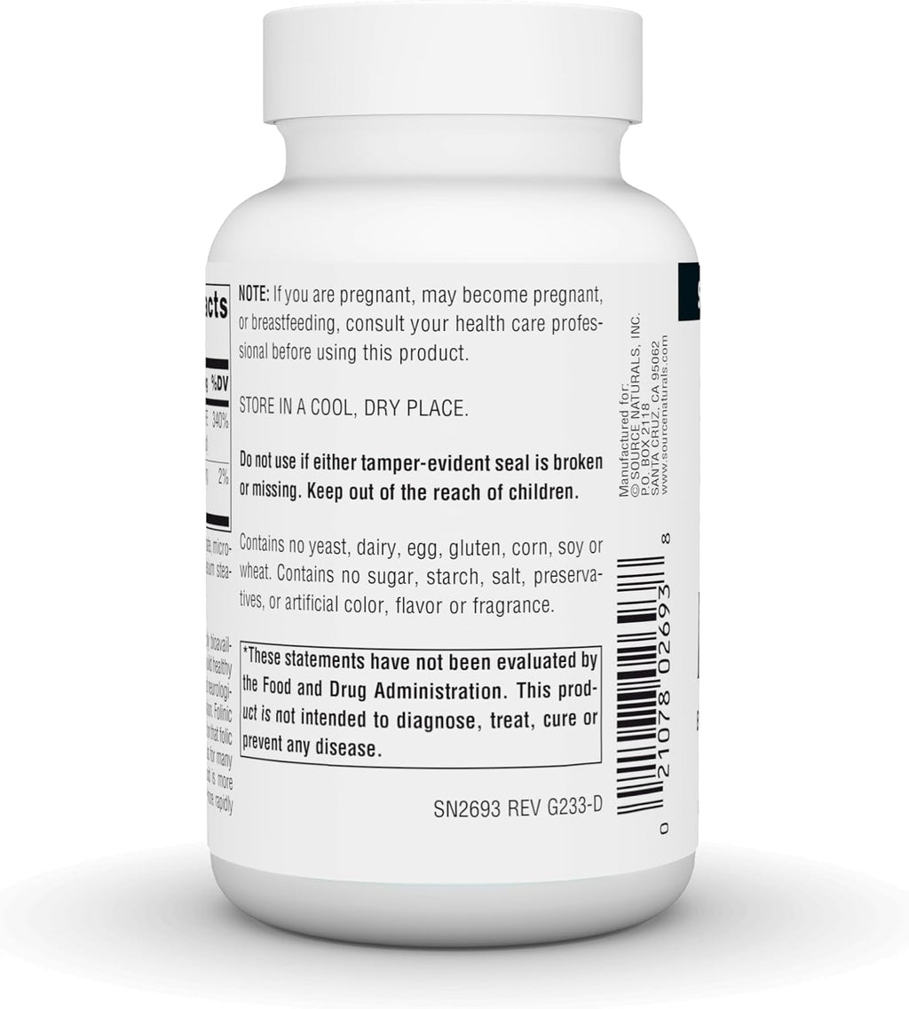 Source Naturals MegaFolinic 800 mcg - 240 Comprimidos - Forma Bioactiva de Ácido Fólico