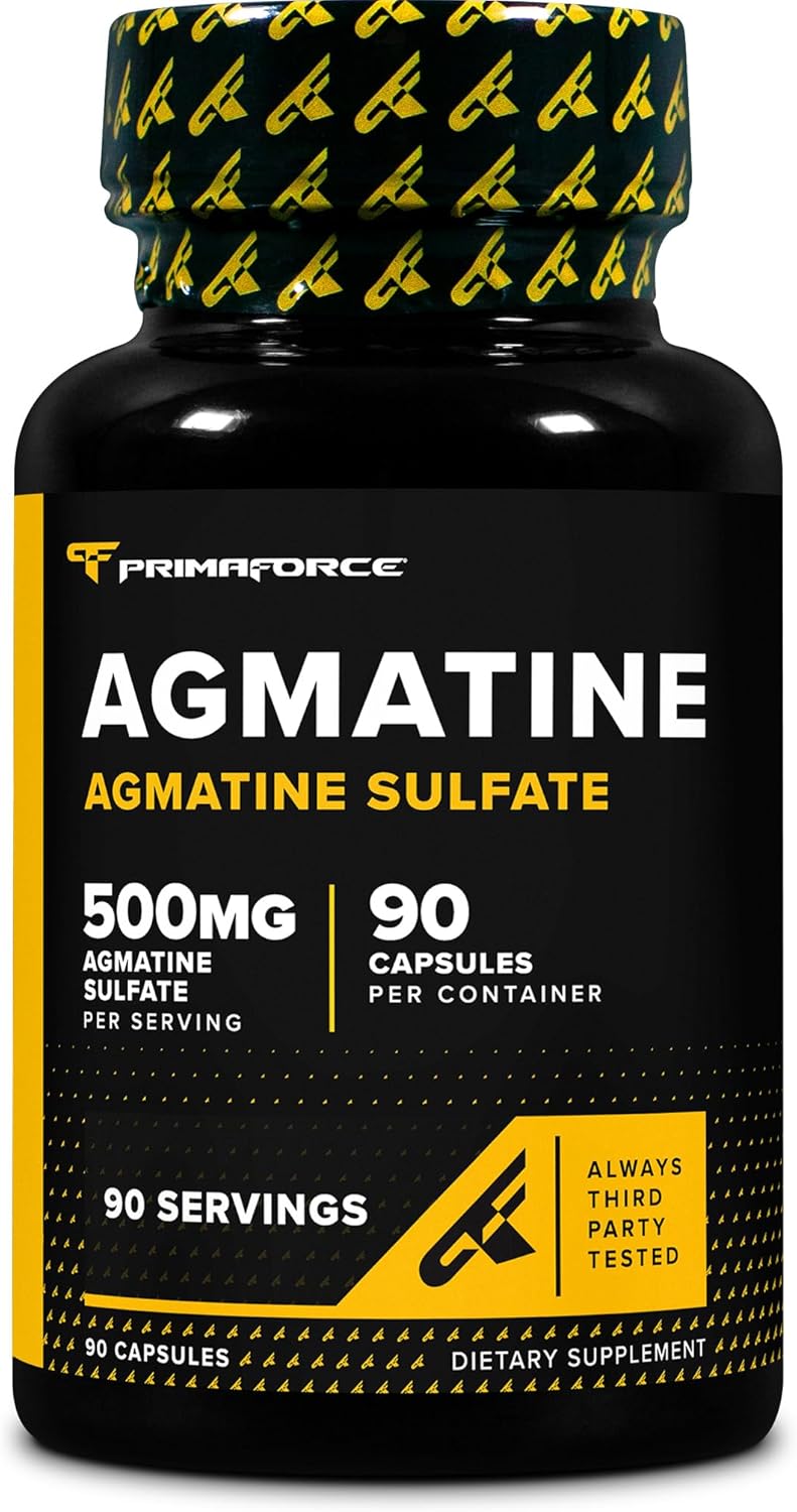 Primaforce Sulfato de Agmatina 500 mg, 90 Cápsulas - Suplemento No-GMO, Sin Gluten
