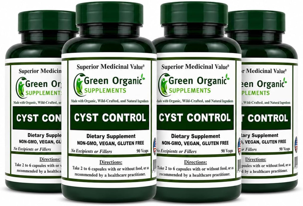 Green Organic Supplements Cyst, Breast Cyst, 90 Cápsulas Veganas, Alta Absorbibilidad, Non-GMO, Sin Gluten (Pack de 4)