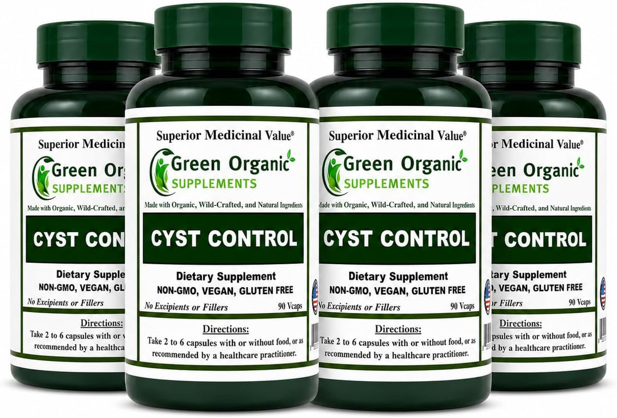 Green Organic Supplements Cyst, Breast Cyst, 90 Cápsulas Veganas, Alta Absorbibilidad, Non-GMO, Sin Gluten (Pack de 4) – Image 1
