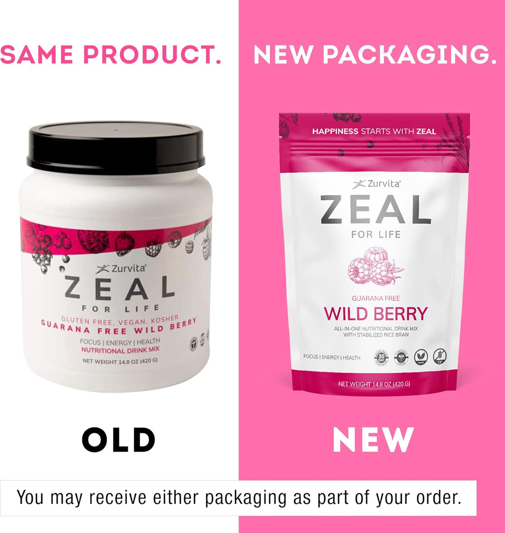 Zurvita - Zeal for Life Bolsa de Bienestar para 30 Días - Frutos Rojos Silvestres (Sin Guaraná) - Suplemento Nutricional