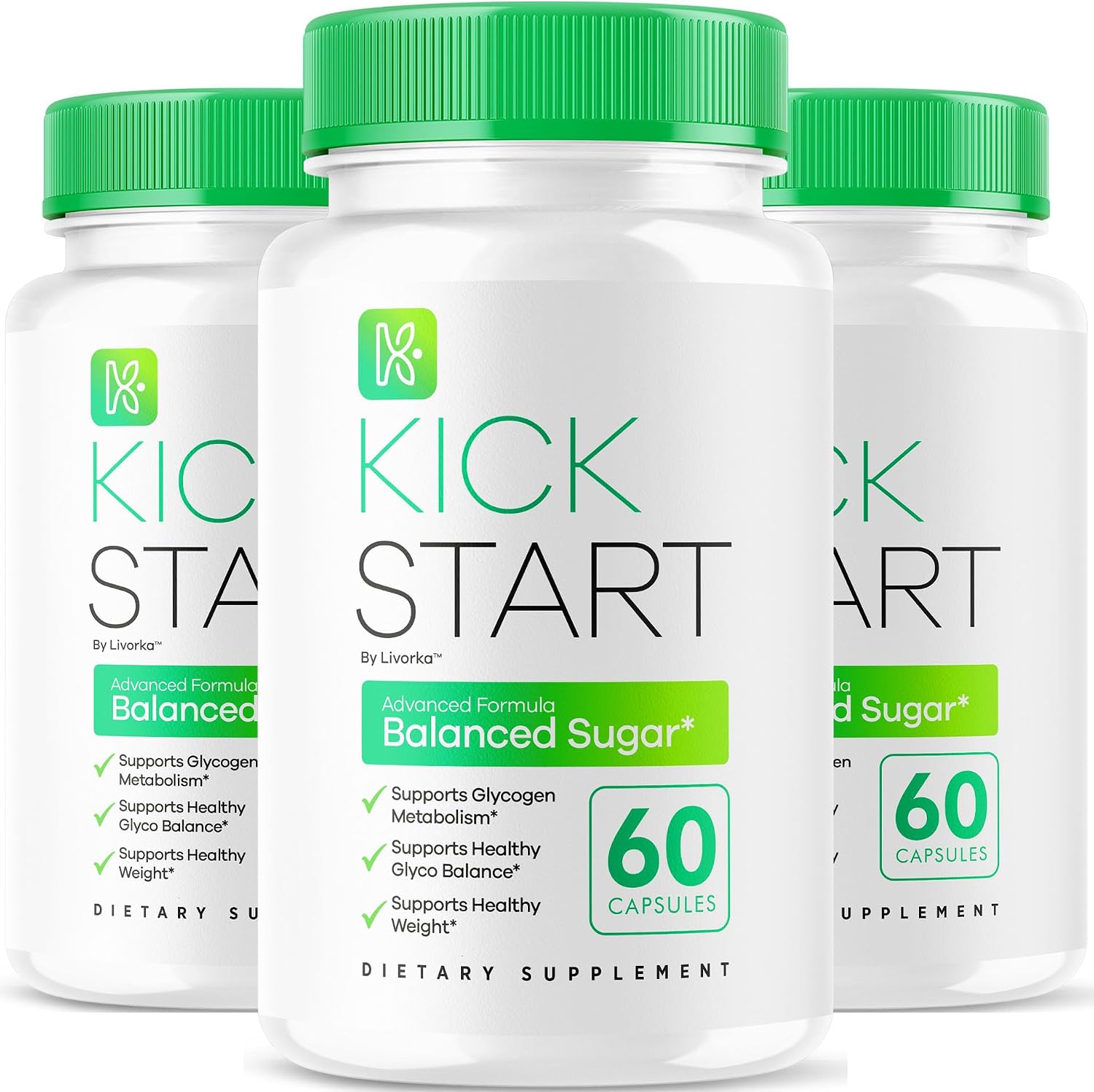 (3 Pack) Kick Start Glyco Optimizer Cápsulas, 180 Cápsulas para 3 Meses
