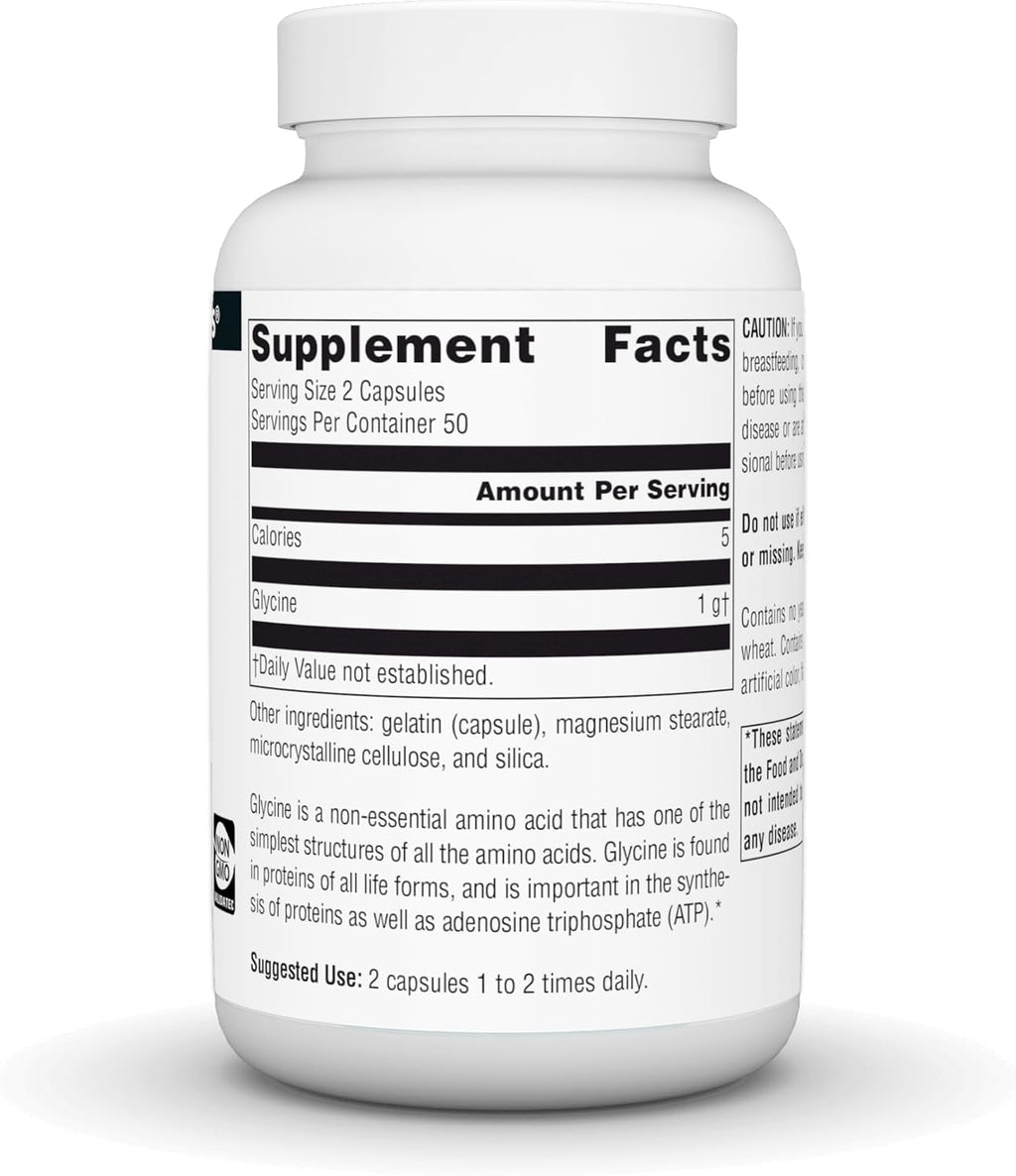 Source Naturals Glicina, Complemento Alimenticio - 500 mg - 100 Cápsulas