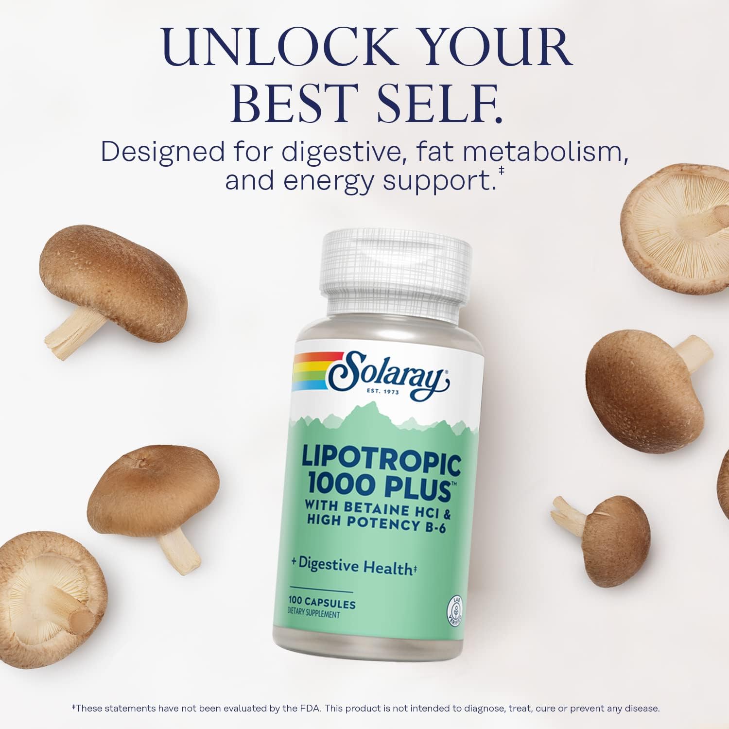 SOLARAY Lipotropic 1000 Plus Complex, 100 Cápsulas