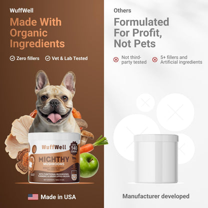WuffWell Mighty Mushroom Suplemento para – Cola de pavo (Turkey Tail): Seta rica en beta-glucanos, utilizada – Image 9
