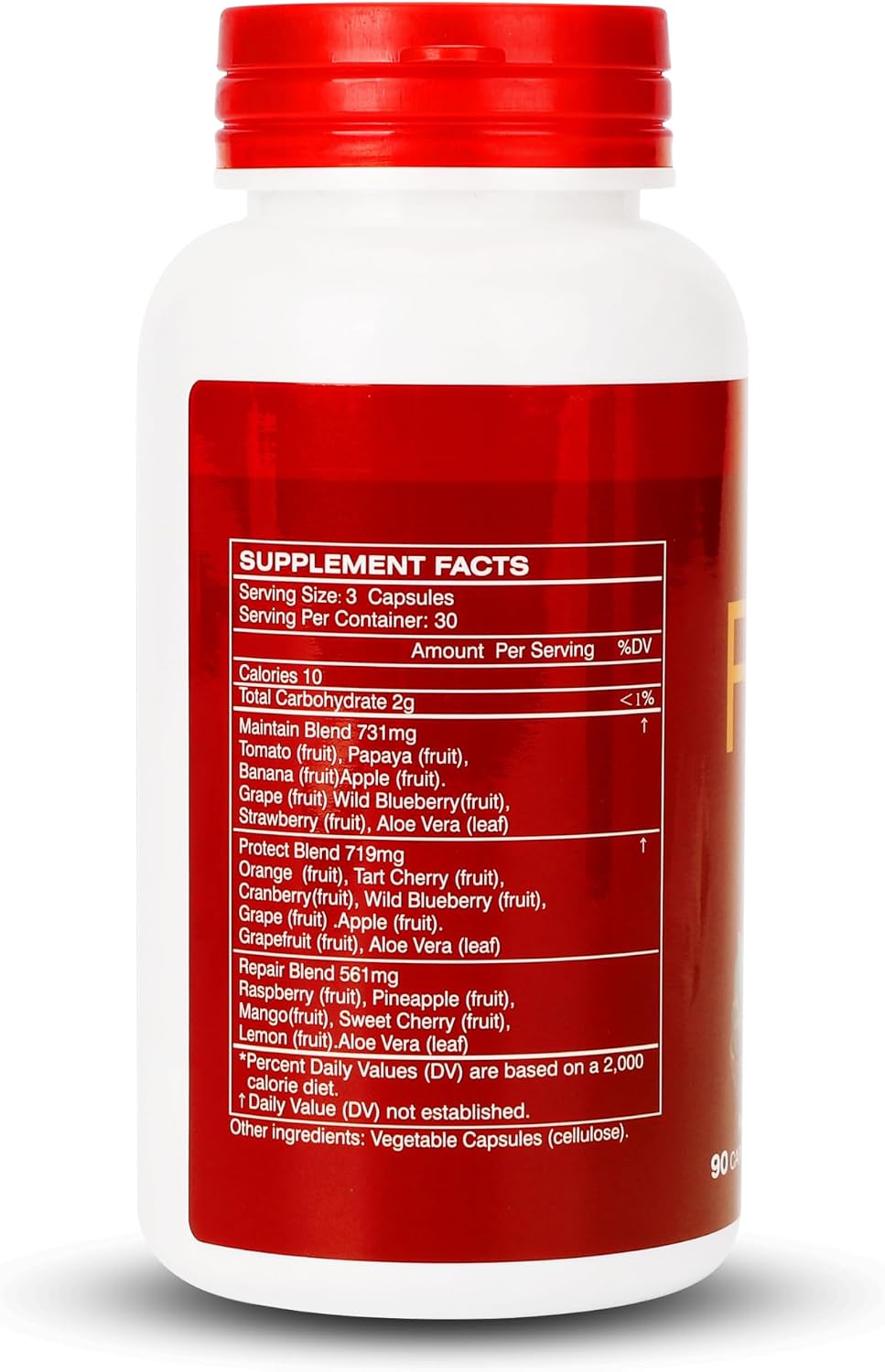 Fruit and Veggies Supplement – 2 Frascos (180 Cápsulas Vegetarianas) – Mezcla de 16 Frutas y 18 Verduras con Vitaminas y Minerales