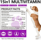 Masticables Multivitamínicos 15 en 1 para Perros con Glucosamina y Probióticos – 150 unidades