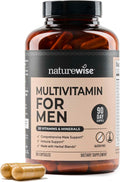 NatureWise Multivitamínico para Hombres - Complejo de Vitaminas, Minerales y Hierbas para Energía, Rendimiento e Inmunidad - con Vitamina A, C, D, Complejo B - Sin Soja ni Gluten, No GMO - 180 Cápsulas (3 Meses)