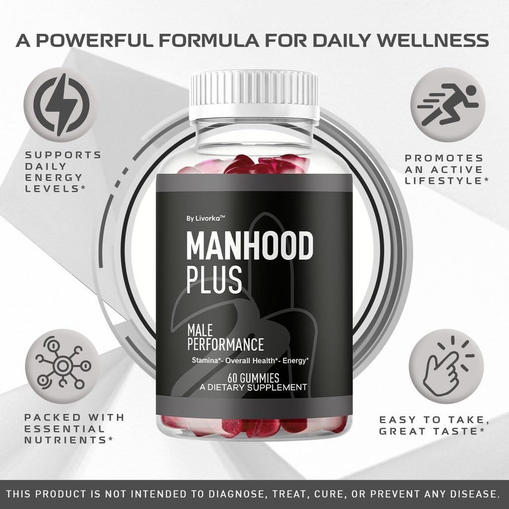 Manhood Plus Gummies for Men, 1050mg, 60 Gomitas