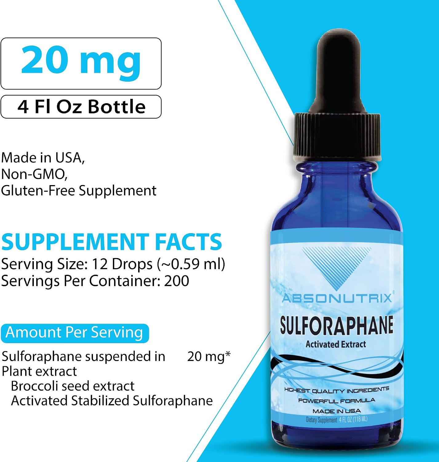 Absonutrix Sulforafano Activado y Estabilizado, 20 mg, 200 Servicios