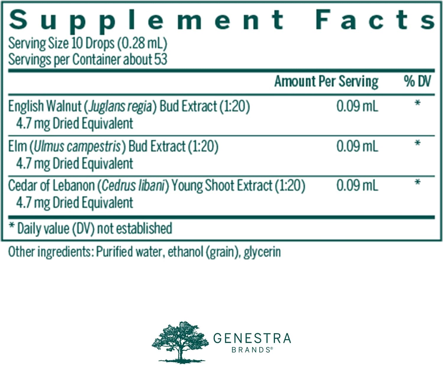 Genestra Brands Skn-gen - English Walnut, Elm and Cedar of Lebanon Herbal Supplement - 0.5 fl oz (15 ml)
