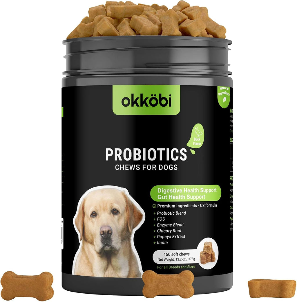 Probióticos para perros en masticables - 60 unidades - Apoyo digestivo y salud intestinal - Sabor a ternera