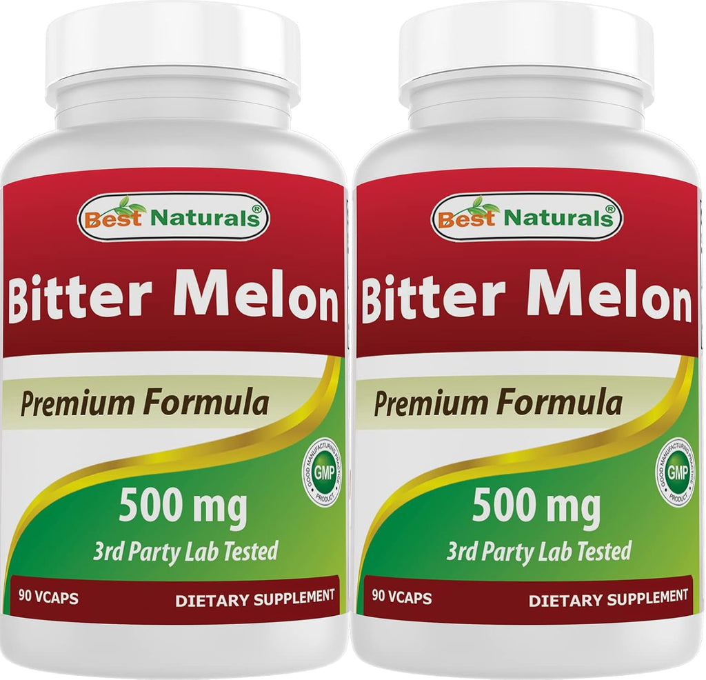 Best Naturals Melón Amargo 500 mg - 90 Cápsulas Vegetales (Paquete de 2)