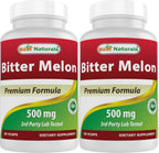 Best Naturals Melón Amargo 500 mg - 90 Cápsulas Vegetales (Paquete de 2)