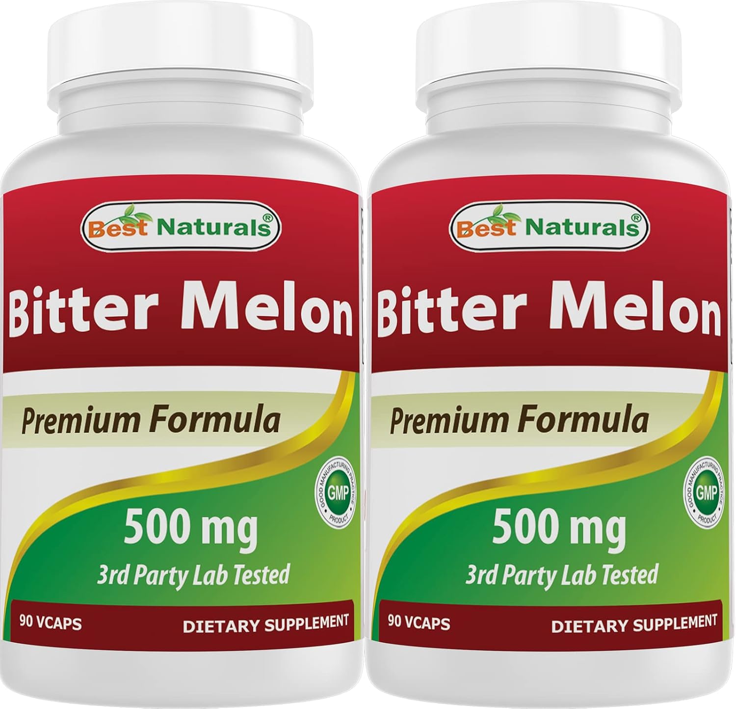 Best Naturals Melón Amargo 500 mg - 90 Cápsulas Vegetales (Paquete de 2)