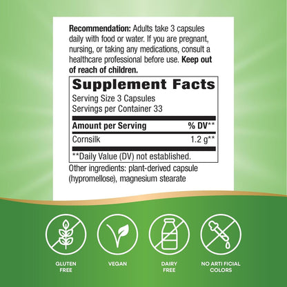 Nature's Way Seda de Maíz, 1200 mg por 3 Cápsulas, Apoyo Tradicional para la Salud Urinaria, Vegano, Sin Gluten, 100 Cápsulas – Image 2