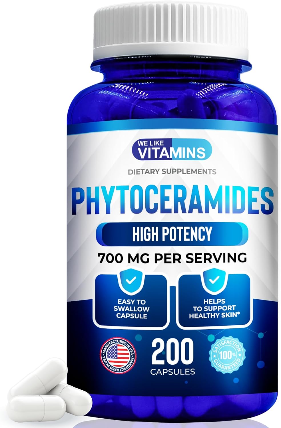 Fitoceramidas 700mg - 200 Cápsulas - Suplemento de Ceramidas Vegetales