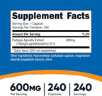Nutricost Fadogia Agrestis (240 Cápsulas | 600 mg por ración) - Potente Extracto 10:1, Sin Gluten, Sin OGM