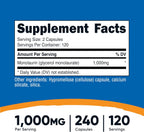 Nutricost Monolaurina 1000 mg (120 Porciones, 240 Cápsulas) - Sin Gluten, No OGM, Vegano