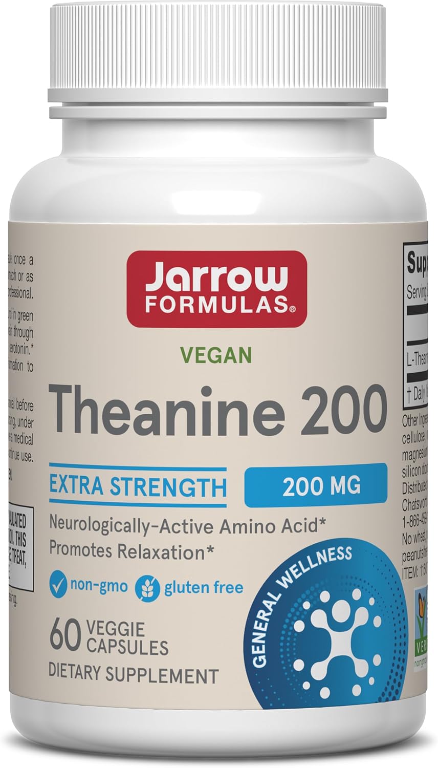 Jarrow Formulas Extra Strength L-Teanina 200 mg - 60 Cápsulas Veganas