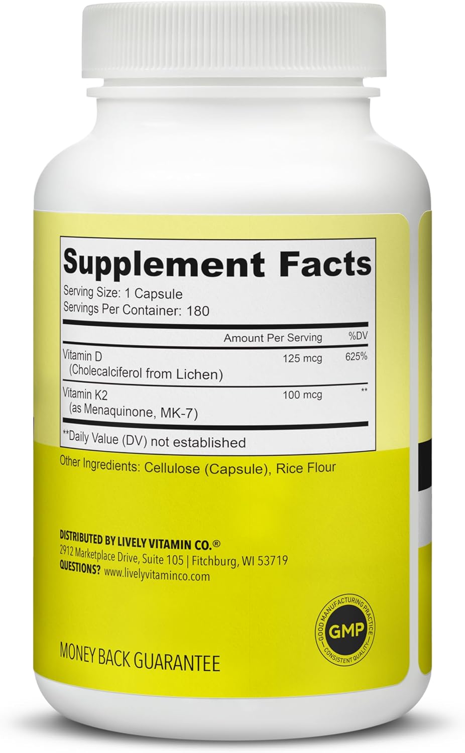 Lively Vitamin Co. Solar Power Vitamina D3 5000 UI con K2 MK-7