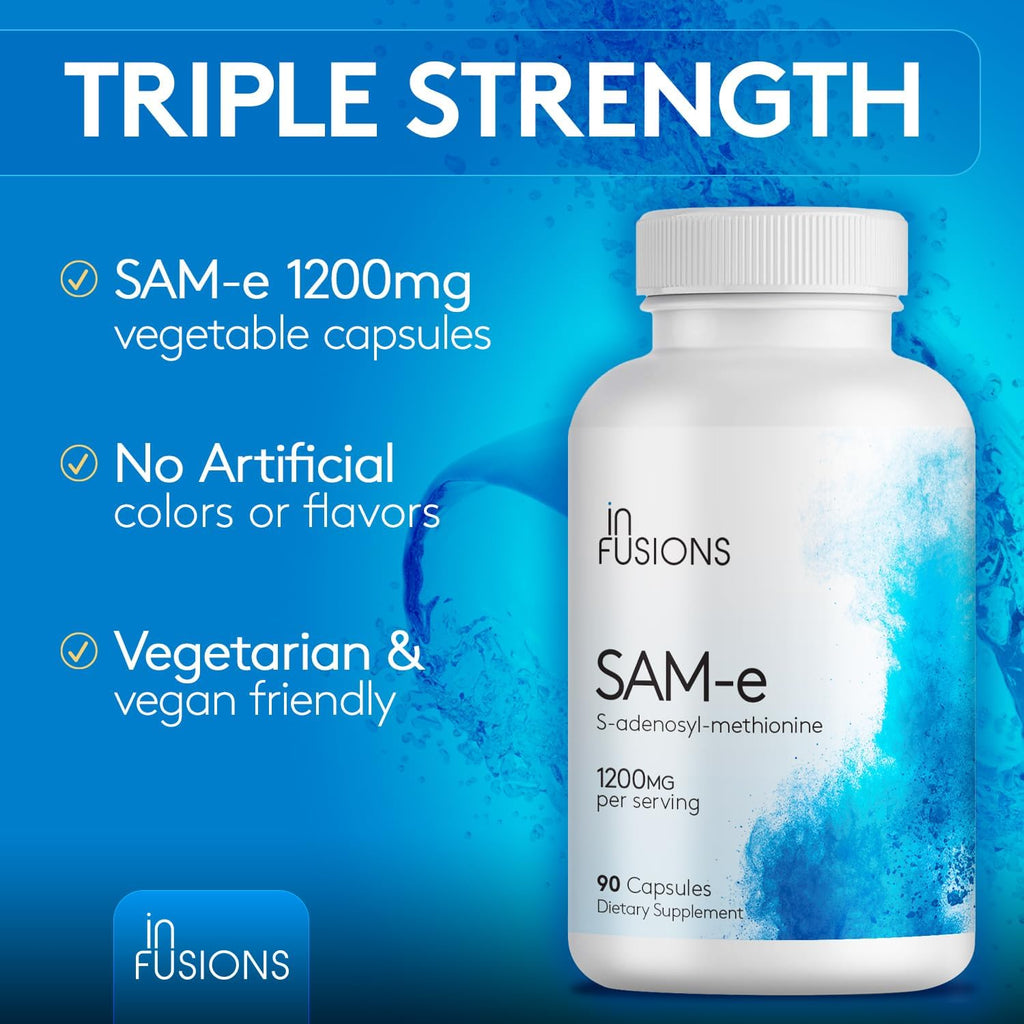 Infusions Maximum Strength Pure SAM-e 1200mg 90 Cápsulas Vegetales (S-adenosilmetionina)
