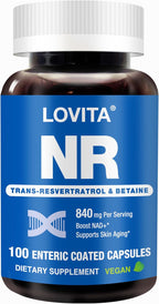 LOVITA Suplemento NAD+ con NR, 840 mg, 100 Cápsulas Entéricas Veganas