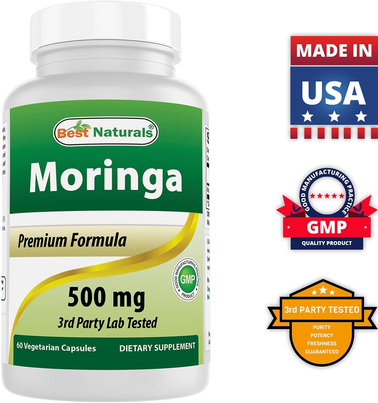 Best Naturals Moringa Superfood 500 mg 60 Cápsulas Vegetales