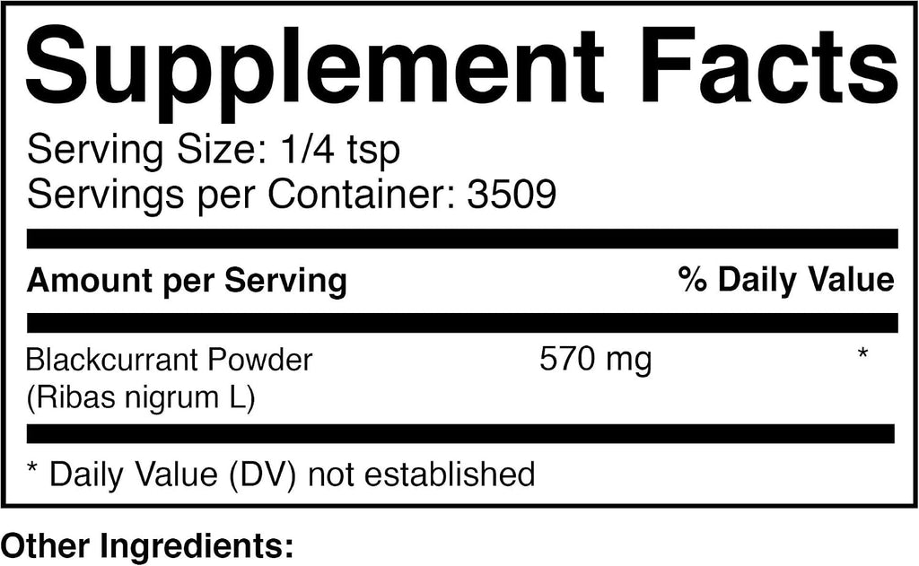 Prescribed For Life Polvo de Fruta de Grosella Negra, Superalimento en Polvo para Batidos, Rico en Vitamina C y Antocianinas (2 kg)