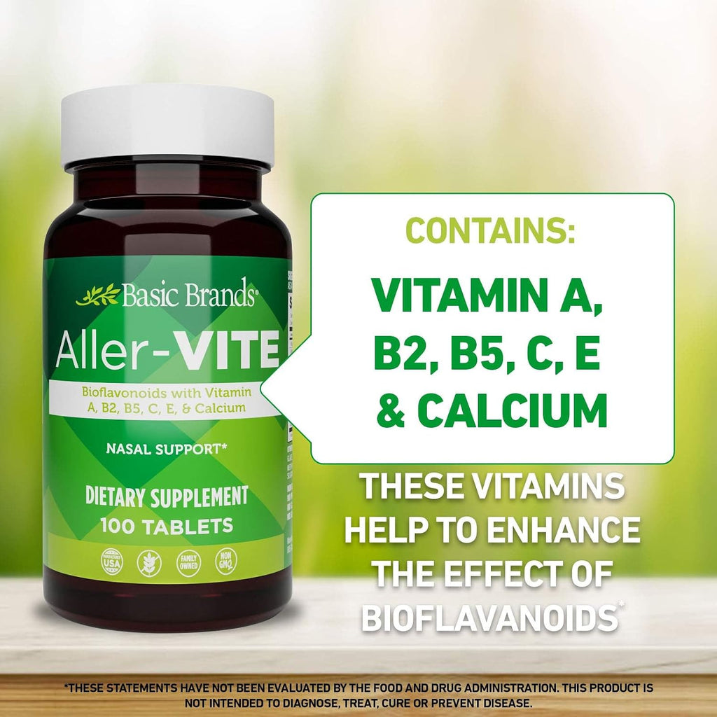 Aller Vite Nasal Support de Basic Brands – 100 Comprimidos con Bioflavonoides y Vitaminas